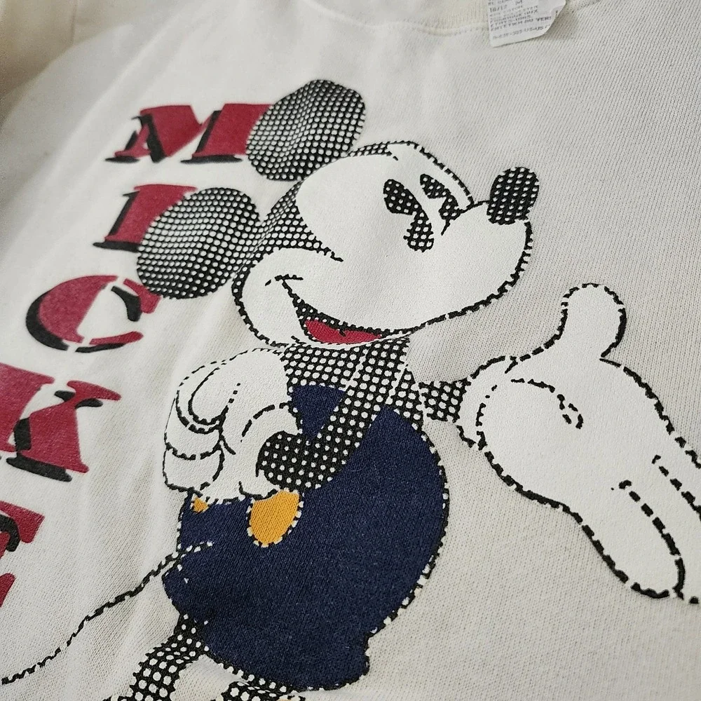 VTG 90s Disney Mickey Mouse Graphic Big Logo Crewneck Sweatshirt Sz Youth Medium